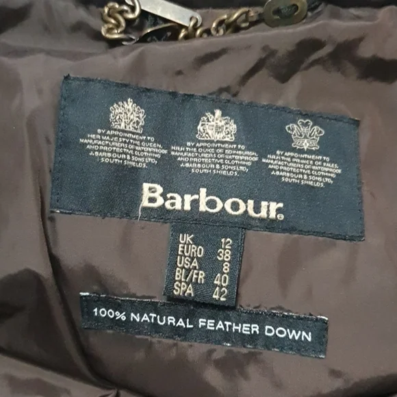 Barbour Nation Down Umber Brown Hooded Jacket - Picture 8 of 12